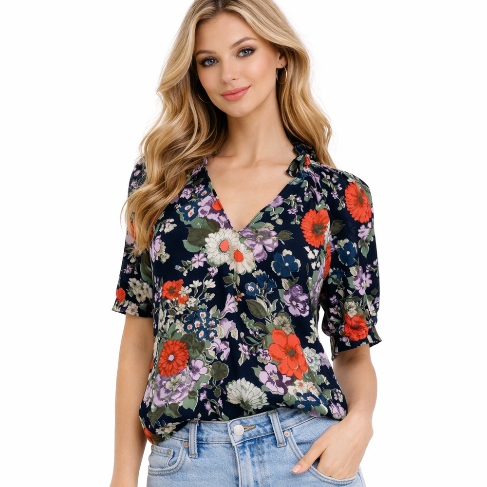 Rebecca Taylor 100% silk short sleeve blouse NEW